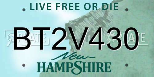 BT2V430 New Hampshire License Plate