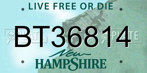BT36814 New Hampshire License Plate