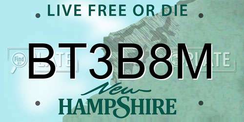 BT3B8M New Hampshire License Plate