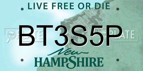 BT3S5P New Hampshire License Plate
