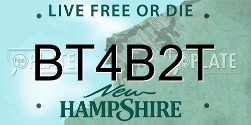 BT4B2T New Hampshire License Plate