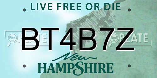 BT4B7Z New Hampshire License Plate