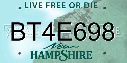 BT4E698 New Hampshire License Plate