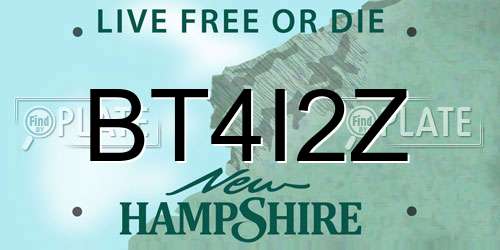BT4I2Z New Hampshire License Plate