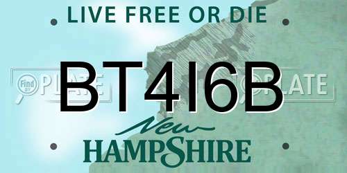 BT4I6B New Hampshire License Plate