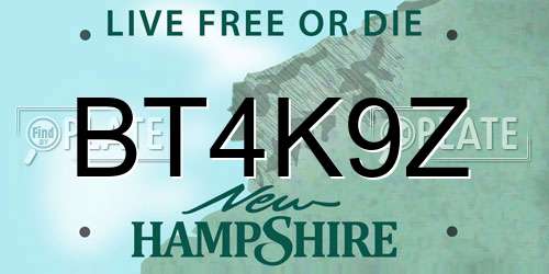 BT4K9Z New Hampshire License Plate