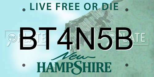 BT4N5B New Hampshire License Plate