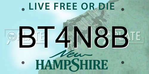 BT4N8B New Hampshire License Plate