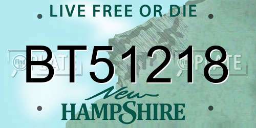BT51218 New Hampshire License Plate