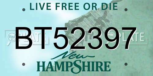 BT52397 New Hampshire License Plate