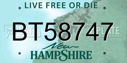 BT58747 New Hampshire License Plate