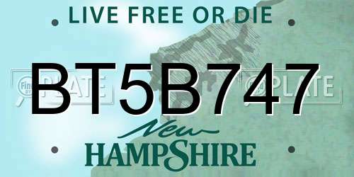 BT5B747 New Hampshire License Plate