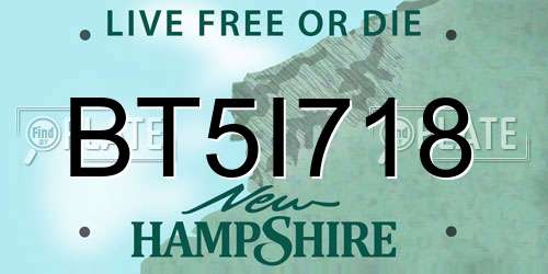 BT5I718 New Hampshire License Plate