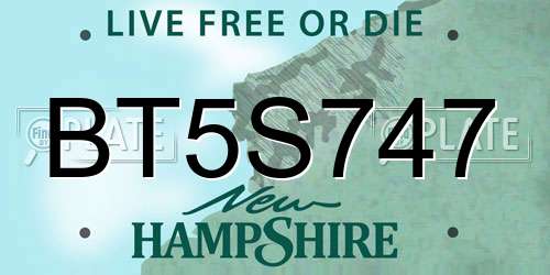 BT5S747 New Hampshire License Plate