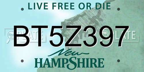 BT5Z397 New Hampshire License Plate