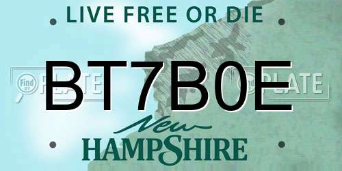 BT7B0E New Hampshire License Plate