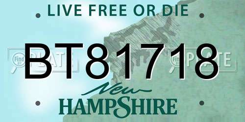 BT81718 New Hampshire License Plate