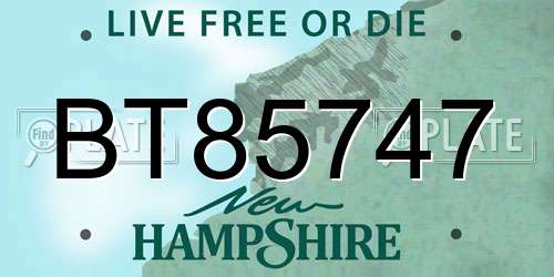 BT85747 New Hampshire License Plate