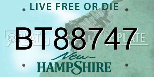 BT88747 New Hampshire License Plate