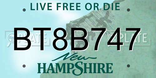 BT8B747 New Hampshire License Plate