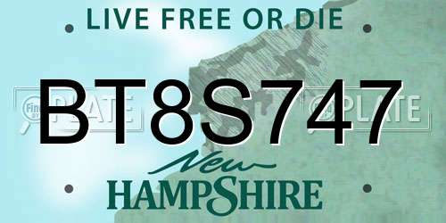 BT8S747 New Hampshire License Plate