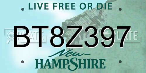 BT8Z397 New Hampshire License Plate