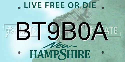BT9B0A New Hampshire License Plate