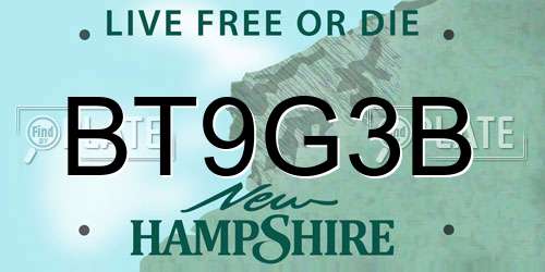 BT9G3B New Hampshire License Plate