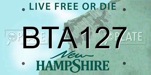BTA127 New Hampshire License Plate