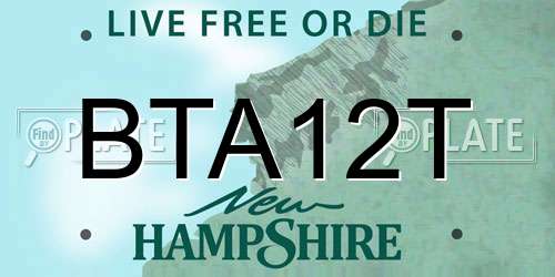 BTA12T New Hampshire License Plate