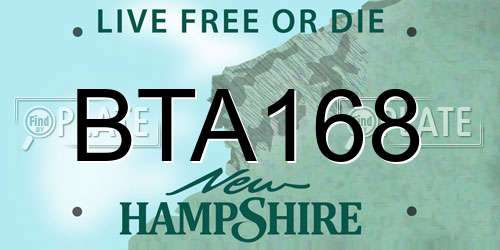 BTA168 New Hampshire License Plate
