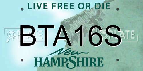 BTA16S New Hampshire License Plate