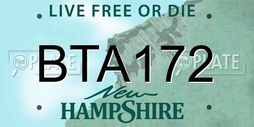BTA172 New Hampshire License Plate