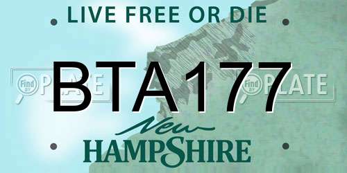 BTA177 New Hampshire License Plate