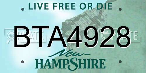 BTA4928 New Hampshire License Plate