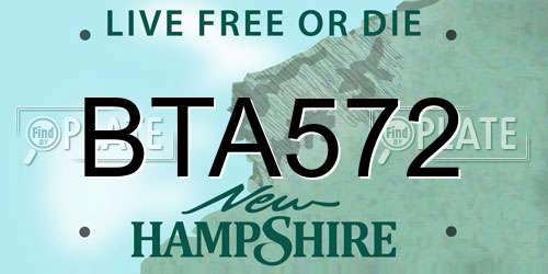 BTA572 New Hampshire License Plate