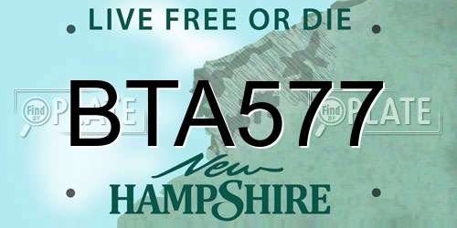 BTA577 New Hampshire License Plate