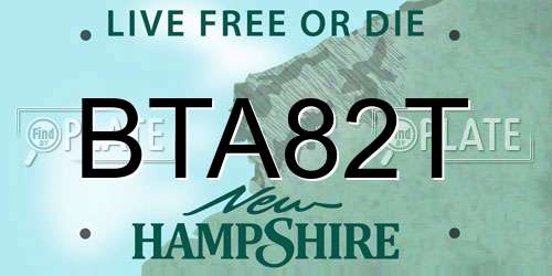 BTA82T New Hampshire License Plate