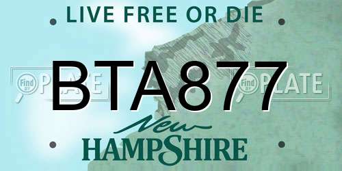 BTA877 New Hampshire License Plate
