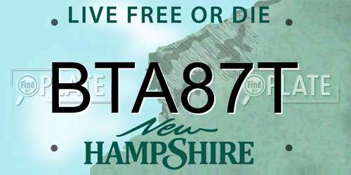 BTA87T New Hampshire License Plate