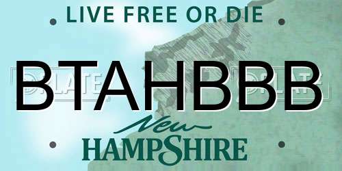 BTAHBBB New Hampshire License Plate