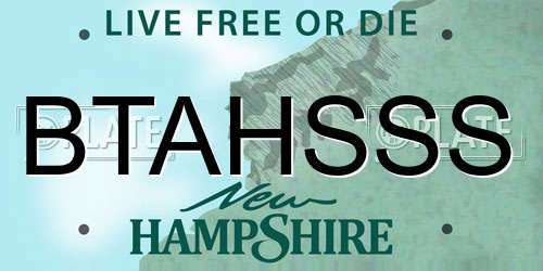 BTAHSSS New Hampshire License Plate