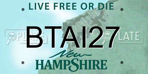 BTAI27 New Hampshire License Plate