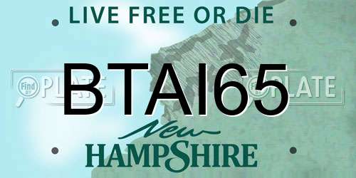 BTAI65 New Hampshire License Plate