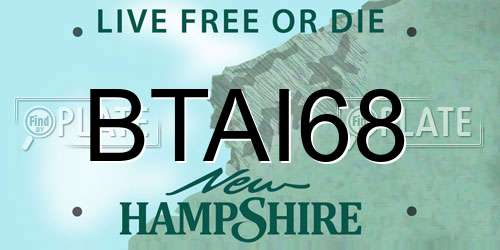 BTAI68 New Hampshire License Plate