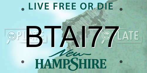 BTAI77 New Hampshire License Plate