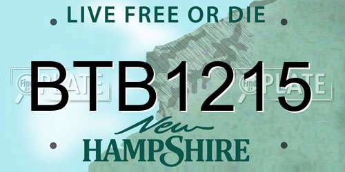 BTB1215 New Hampshire License Plate