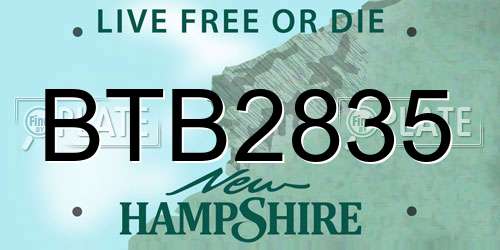BTB2835 New Hampshire License Plate