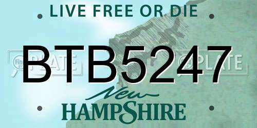 BTB5247 New Hampshire License Plate