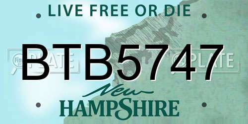 BTB5747 New Hampshire License Plate